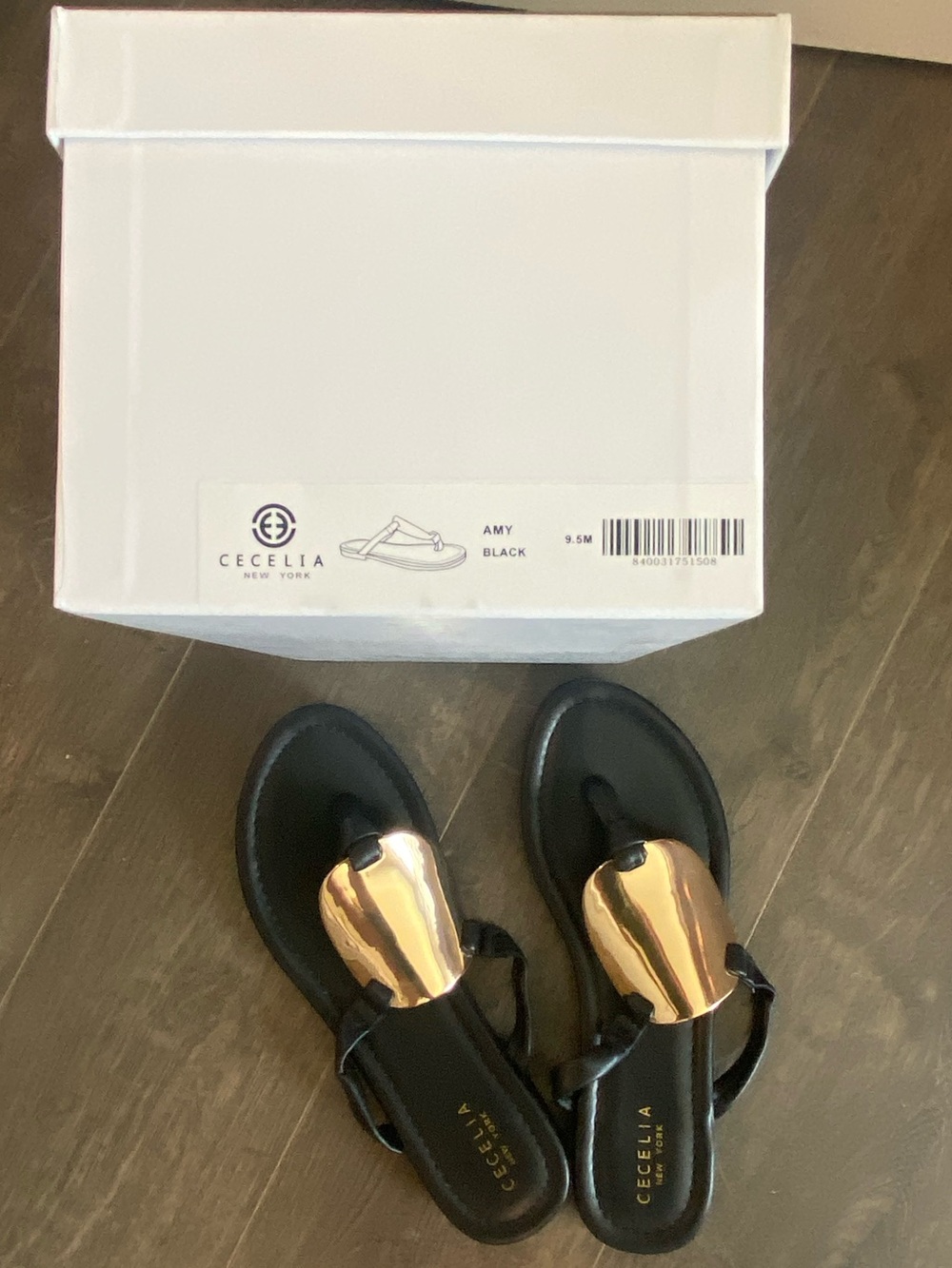 CECELIA NEW YORK Black Sandals with Gold Medallion - Picture 4 of 8